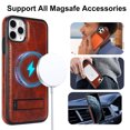 thumbnail image 2 of ELEHOLD Case for iPhone 11 Pro Max, Luxury PU Leather Anti-Scratch Magnetic Case with Invisible Kickstand for MagSafe Accessory,Brown, 2 of 8