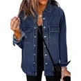 thumbnail image 2 of Women'S Oversized Denim Jacket Casual Long Sleeve Denim Shirts Distresse Jean Jacket Fall Outfits Dark Blue L, 2 of 6