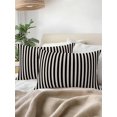 thumbnail image 3 of Waterproof Outdoor Throw Pillows with Inserts 12"x20", Black Striped Soft Decorative Pillowcases for Couch Bedroom, Modern Simple Farmhouse Beige Vintage Pillow Covers for Sofa Living Room, 3 of 8
