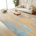 6x9 Blue Gold Area Rugs for Living Room, Large Abstract Modern Machine ...