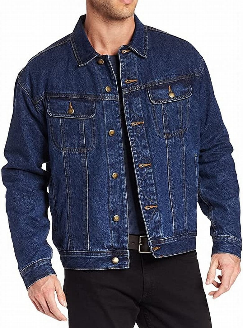 Wrangler Coats & Jackets - Indigo Mens Large Flannel-Lined Denim Jacket ...