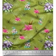 thumbnail image 1 of Soimoi Japan Crepe Satin Fabric Leaves & Lily Floral Fabric Prints by Yard 42 Inch Wide, 1 of 3