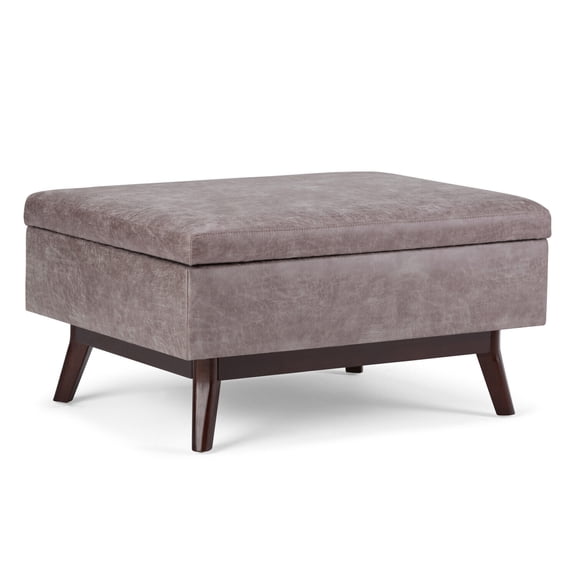 Mid-Century Modern Rectangular Lift-Top Coffee Table Ottoman with Hidden Storage in Chic Upholstery for Living Room Decor