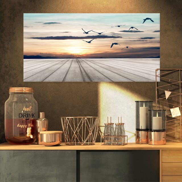 Wooden Floor Sunset - Large Seashore Canvas Art Print