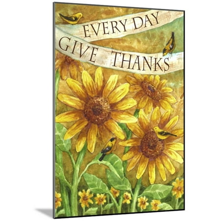 Give Thanks Word Art - Sunflower Give Thanks Everyday Wood Mounted Print Wall Art By Melinda Hipsher