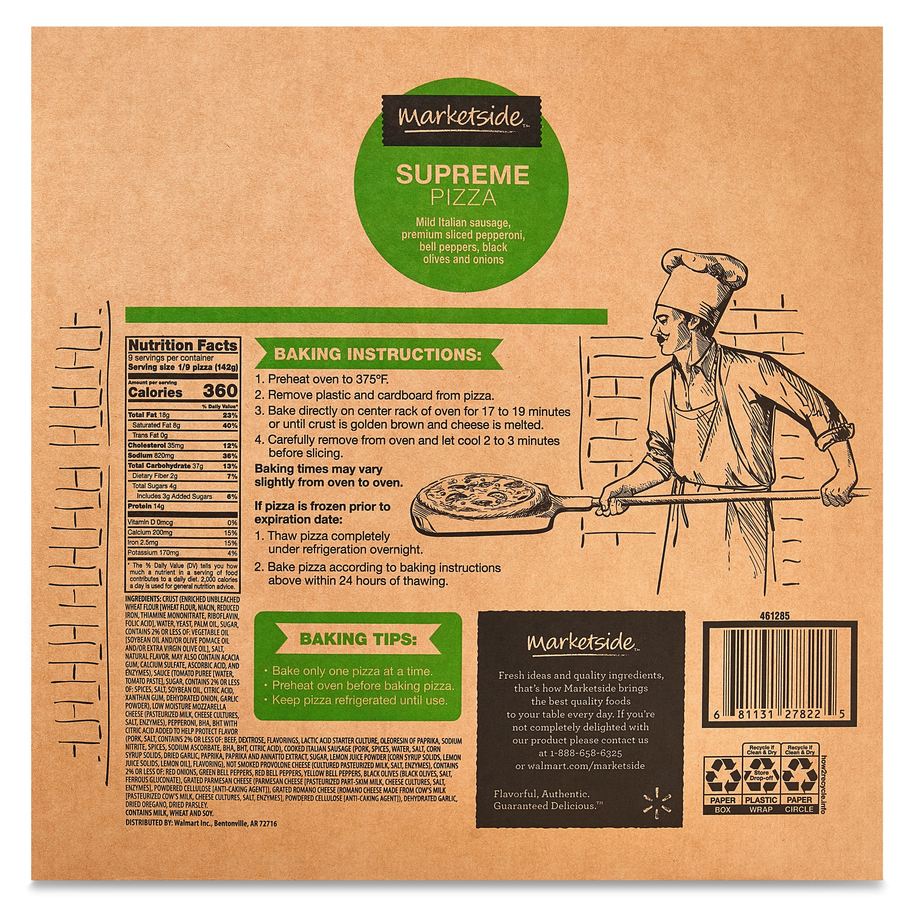 Marketside Supreme Pizza, Traditional Crust, Extra Large, 45 oz (Fresh)