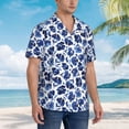 thumbnail image 3 of Fuzoiu Blue Ink Flowers Print Hawaiian Shirt for Men, Summer Beach Casual Short Sleeve Button Down Shirts, Men’s Beach Summer Shirts with Pocket,XX-Large, 3 of 7
