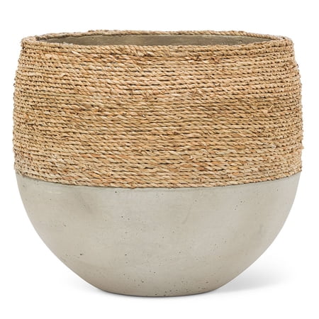 Set of 1 Large Half Seagrass Covered Planter
