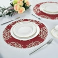 thumbnail image 6 of GZHJMY Damask Talavera Red Round Placemats Durable Non-Slip Heat and Stain Resistant Placemat for Kitchen Table Decoration Outdoor BBQ Activities(4PCS) Table Mat, 6 of 7