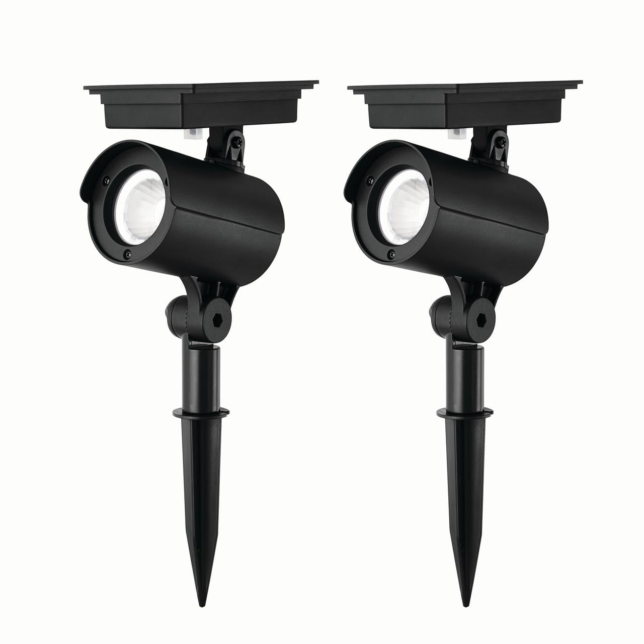 (2 pack) Mainstays Solar Powered Black LED Landscape Spot Light, 60 Lumens (2 Count)
