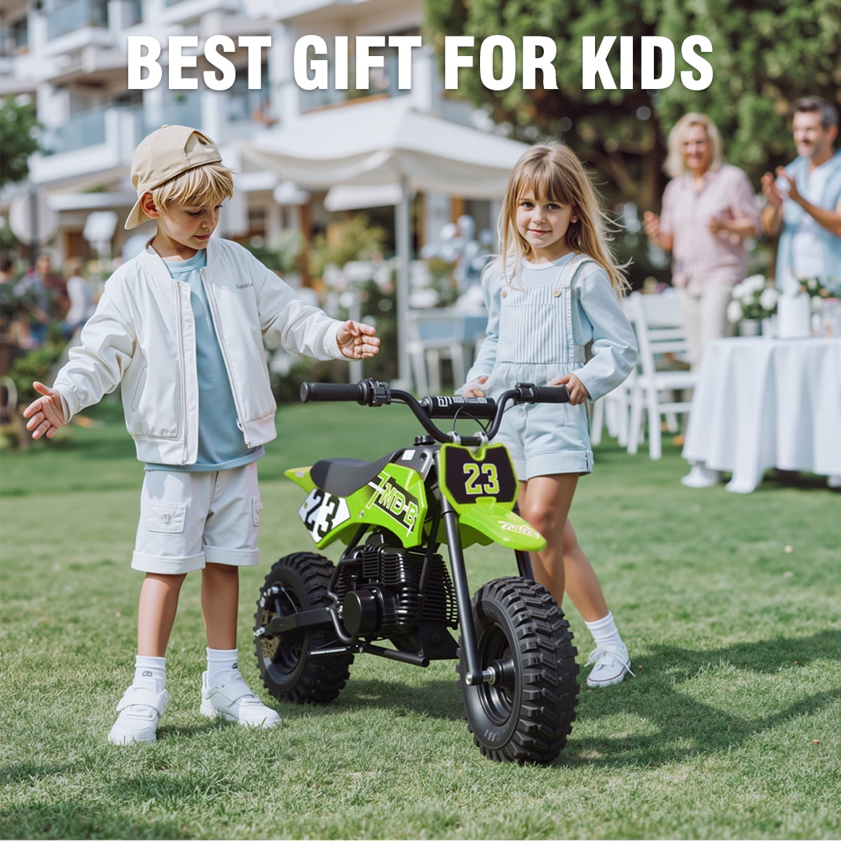TOXOZERS Dirt Bike for Kids,Gas-Powered Mini Pit Bike with 13 Inch Knobby Tires,25 MPH,Rear Disc Brake,Supports up to 175 lbs,Begin-ner Off Road Motorcycle for Boys Girls,Green
