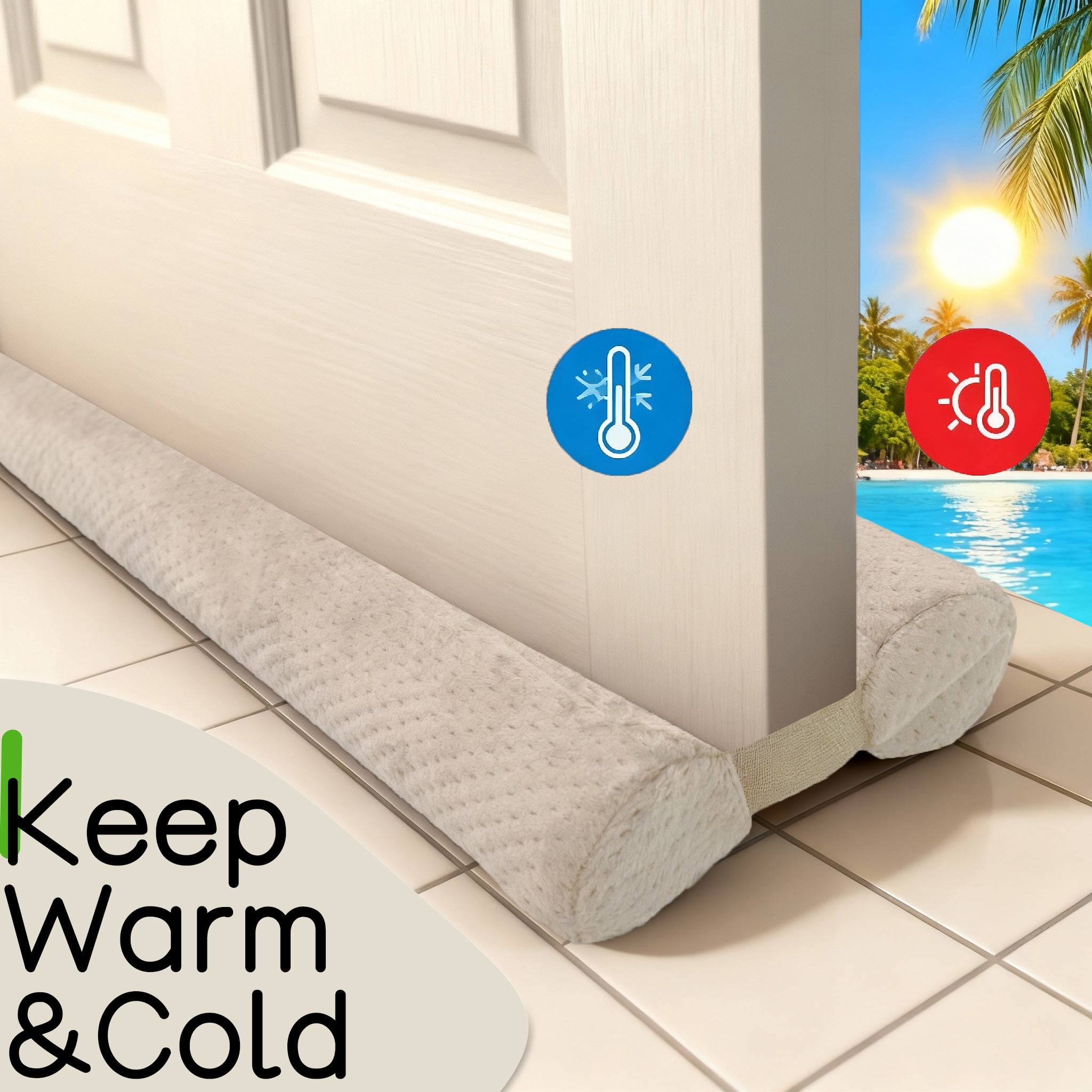Door Draft Stopper for Bottom of Door, Under Door Gap Filler for Big Gap, No Folding Required, Flexible Installation Door Sweep soundproofing Strip for Home & Apartment, 30-36in