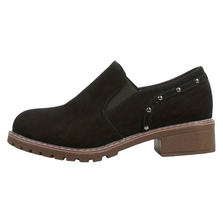 OJSFQUFP Non Slip Shoes for Women Women Shoes Thick Heel Thick Soled Short Boots Fashionable One Foot Outdoor Casual Short Boots Women s Dress Boots Black 39