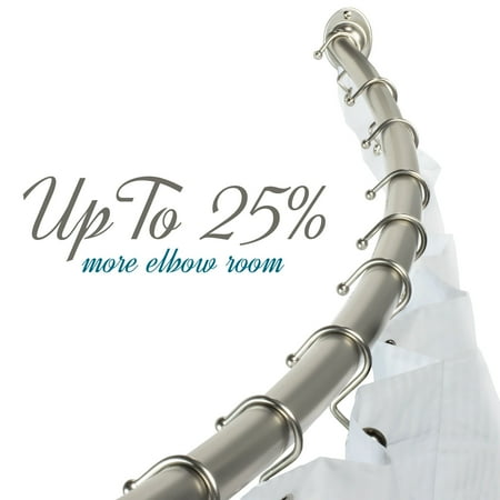 Curved Shower Curtain Rod Wall Mounted Adjustable 38"- 63", Brushed Nickel Finish