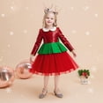 thumbnail image 5 of MKOSPLRT Toddler Baby Girls Sequined Tutu Dress Color Block Tiered Tulle Princess Christmas Birthday Party Dress Fall Winter Clothes 4-9Y, 5 of 10