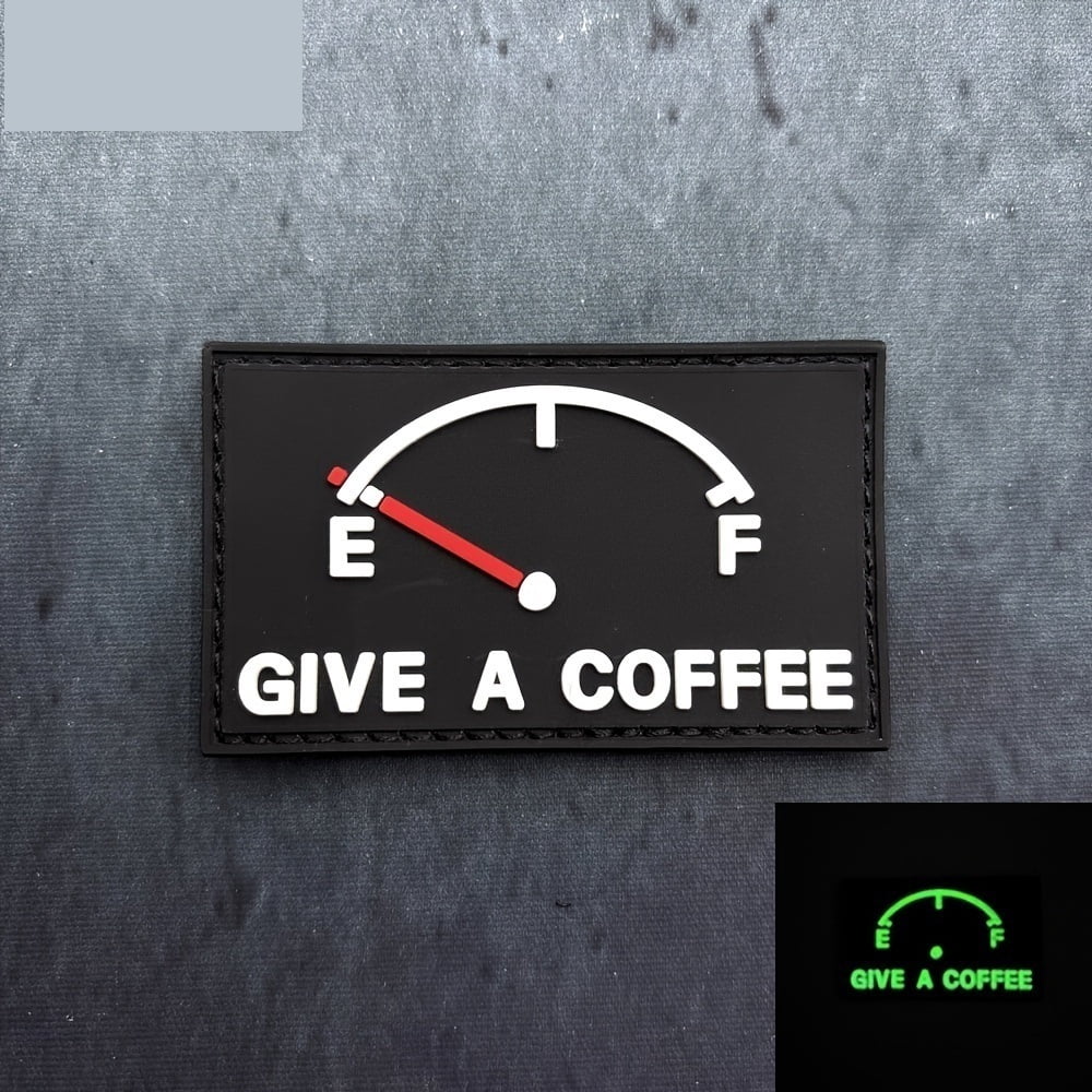 1 Tactical Vest PVC Patch Set - Glow-in-the-Dark Effect Coffee Letter Badge | Hook-Fixed Backing Morale Badge | Suitable for Backpack and Clothing Patches