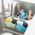 thumbnail image 3 of Outgeek Silicone Kitchen Double Saddle Sink Caddy Basket Sponge Holder Organizer Storage Blue, 3 of 4