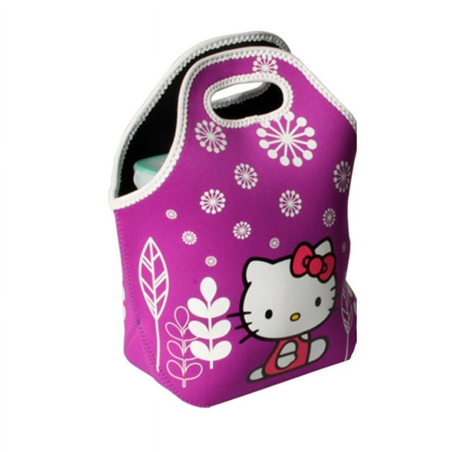 Caja de picnic bonita con viñetas de animales por sublimación impresa con logotipo personalizado, bolsa grande de neopreno con aislamiento, bolsa de almuerzo para niño y niña