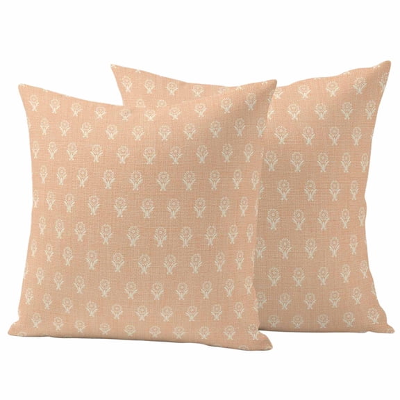 Outdoor Pillow Covers 24 x 24 Inches, Abstract Bohemia Waterproof Throw Pillow Cover Set of 2, Modern Boho Floral Orange Decorative Square Cushion Covers for Patio/Tent/Couch/Garden