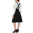 thumbnail image 3 of INSPIRE CHIC Women's Button Decor Solid Color Overall Dress Flared Midi Suspender Skirt Black XS, 3 of 6