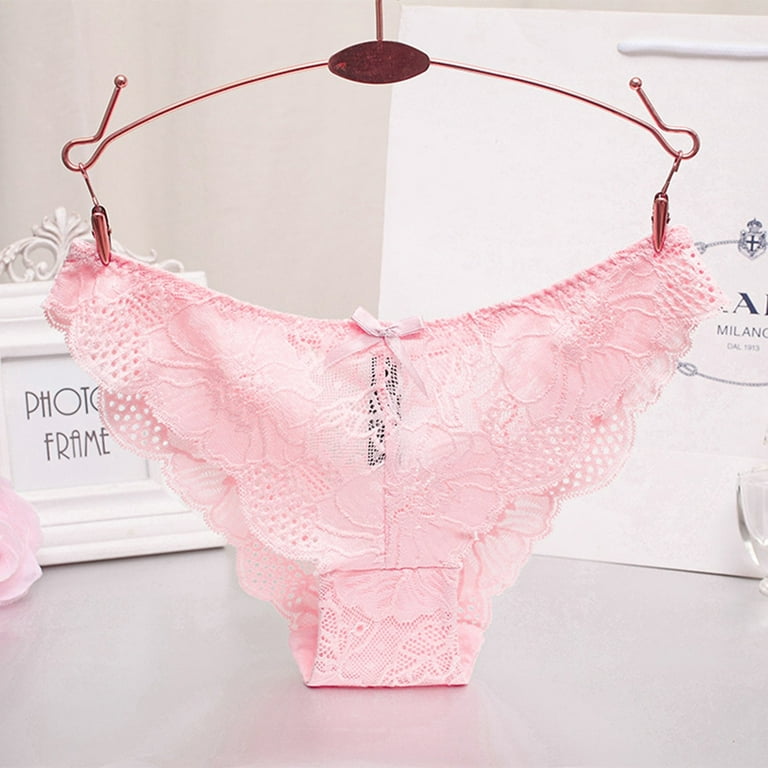 Rovga Women Underwear Lady Lace Panties Pink Hipsters Briefs 1 Pcs