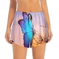 thumbnail image 2 of Yiaed Morpho butterfly and dandelion Print Women's Running Shorts with Liner 3 Zipper Pockets Elastic Workout Athletic Gym Yoga Shorts-X-Large, 2 of 7