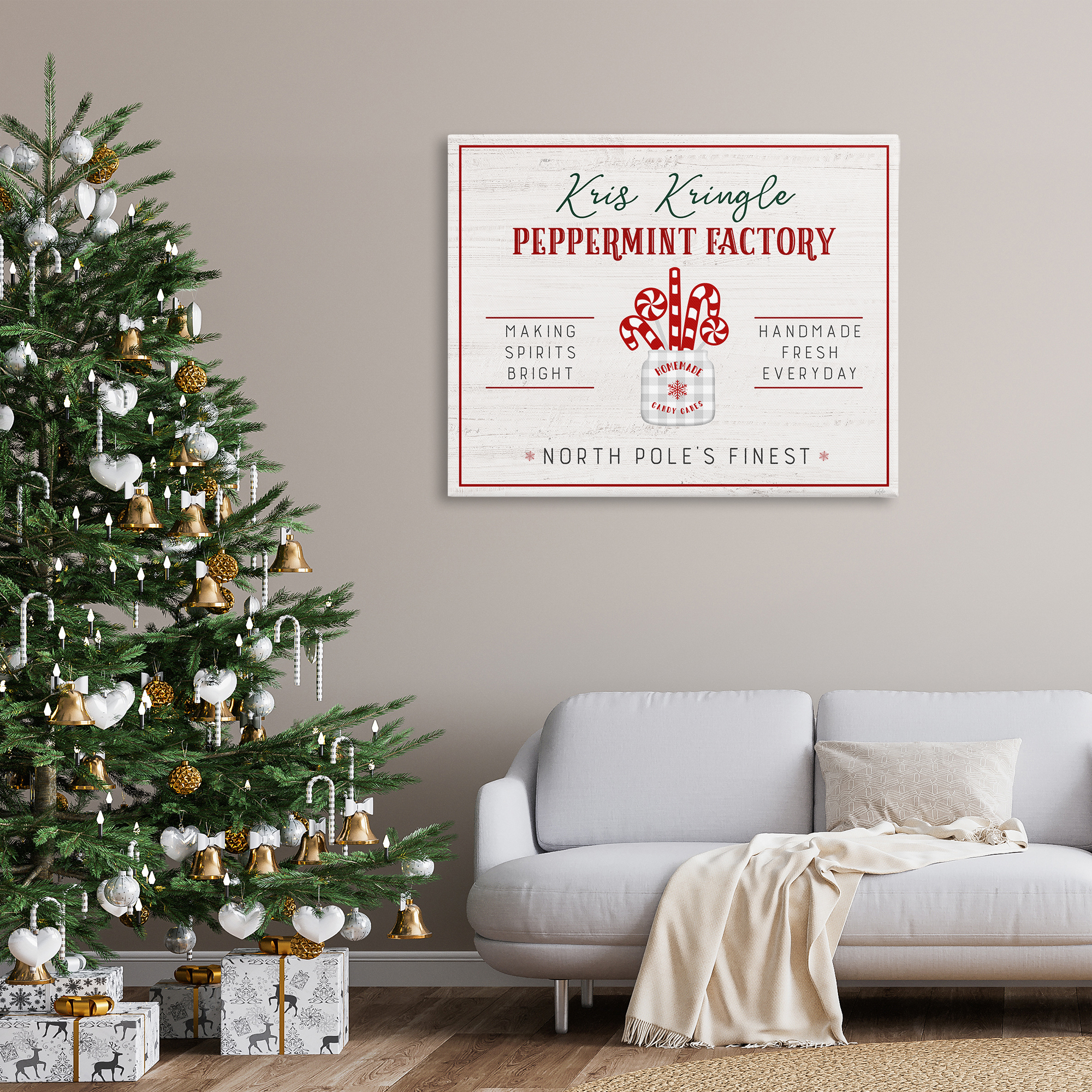 Stupell Industries Holiday Peppermint Factory Holiday Painting Gallery Wrapped Canvas Art Prints Wall Art, 48 x 36
