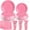 Pink, variant on Black Plastic Plates, 25 Guest Disposable Dinnerware Set for New Year, Black Party Supplies, Includes 25 Dinner Plates, 25 Dessert plates, 25 plastic Cutlery, 25 Napkins and 25 12 oz Cups