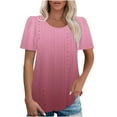 thumbnail image 1 of JMKQLZ Women's Spring/Summer Gradient Round Neck Sleeve Short Sleeve Top T-shirt, 1 of 7