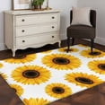 thumbnail image 5 of 4x6 Washable Area Rug, Yellow Sunflower Flower Non-Slip Rectangle Rug for Living Room Office, Black Background Abstract Vintage Floral Indoor Accent Floor Mat for Home Decor, 5 of 9