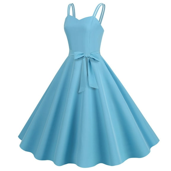 HJYCHN 1950s Sleeveless Party Dress for Women Elegant Retro Evening Gown with Fit and Comfortable Design Sky Blue L