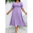 thumbnail image 5 of Wisteria Swiss Dot Smocked Frilled Neckline Short Sleeve Plus Size Maxi Dress | [ZhiHiMeRi] | (US 26W-28W)4X, 5 of 12