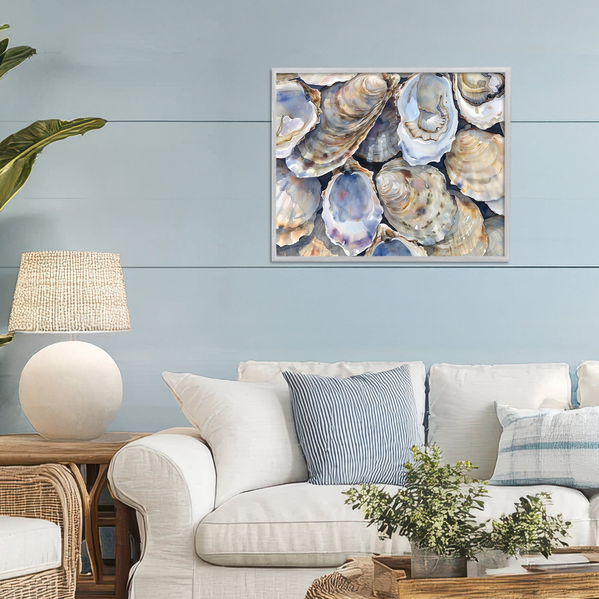 Stupell Industries Oyster Shellabration Pile Gray Framed Giclee Art, design by Heidi Kuntz
