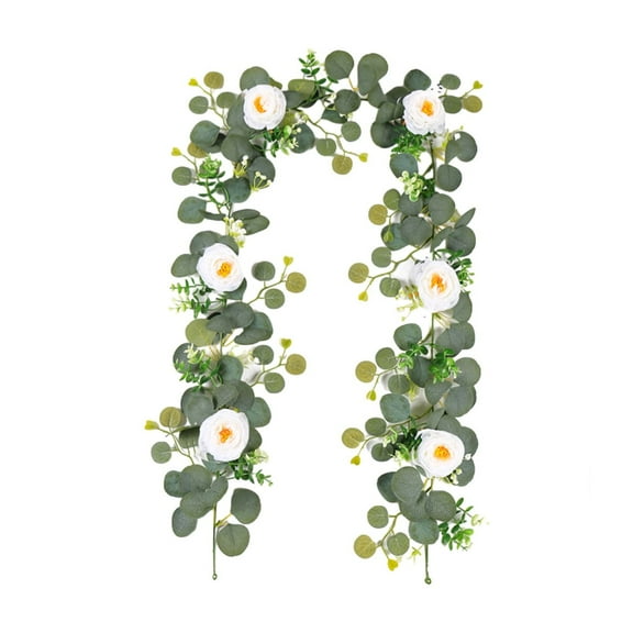 Wovilon 5.9Ft Artificial Flower Garland With Roses Fake Rose Flower Garland Floral Vines For Wedding Home Party Table Runner Decor Artificial Flower Vines Fake Silk