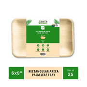 Earth Cleanse Areca Palm Leaf Rectangular Tray 6x9-Inch ,Pack of 25