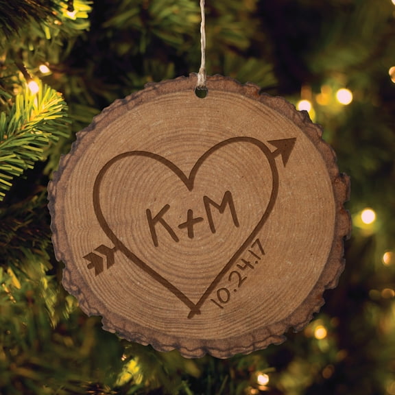 Personalized Heart Of Love Bark Ornament