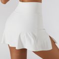 thumbnail image 2 of Faldas De Tenis, Minifalda Elástica Casual De Cintura Alta Con Dobladillo Dividido Interior Corto Para Gimnasio ANGGREK M blanco, 2 of 6