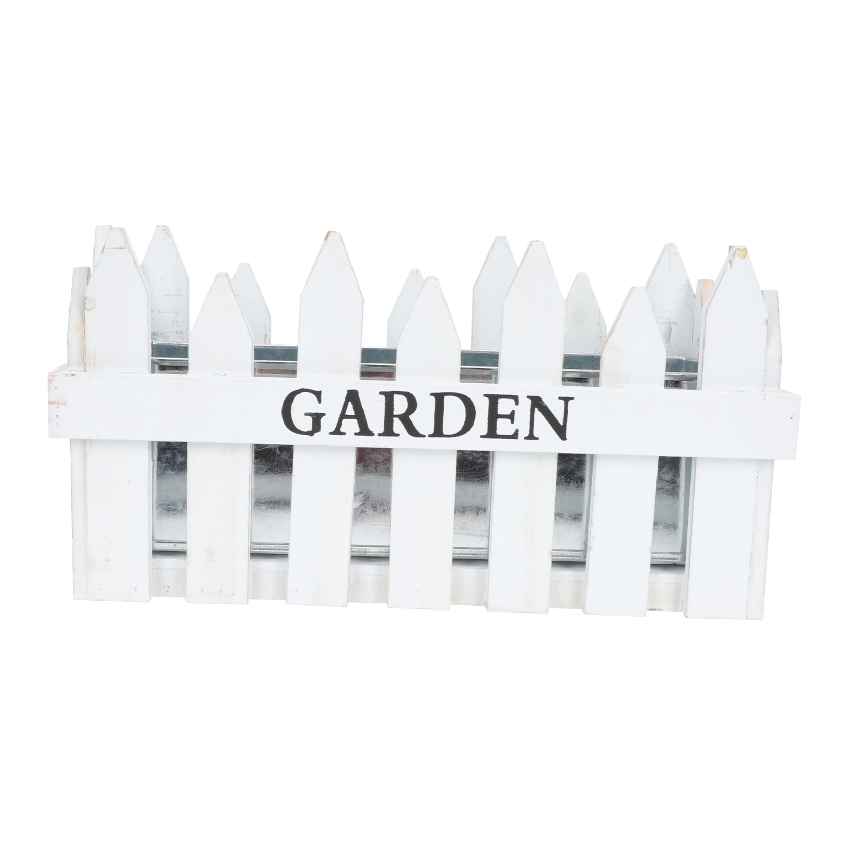 Picket Fence Flower Pot Wooden Fence Planter Rustic Flower Pot 35x18cm White