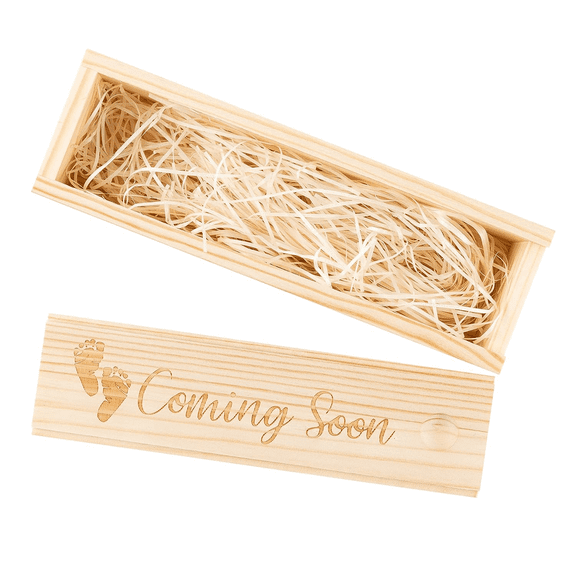 Haooryx Wooden Keepsake Box for Baby Announcement,1 Count