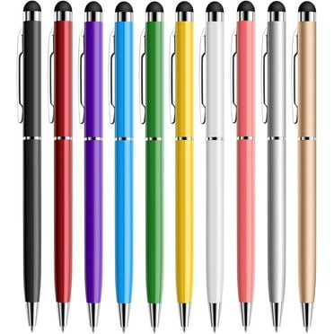 Stylus Pen 10 Pack Universal Capacitive 2 in 1 Retractable Ballpoint Pens and Styli Touch Screen Pencil for Tablets/iPad/iPhone/Smartphones/Samsung Galaxy All Touchscreen Devices, Muliple Colors
