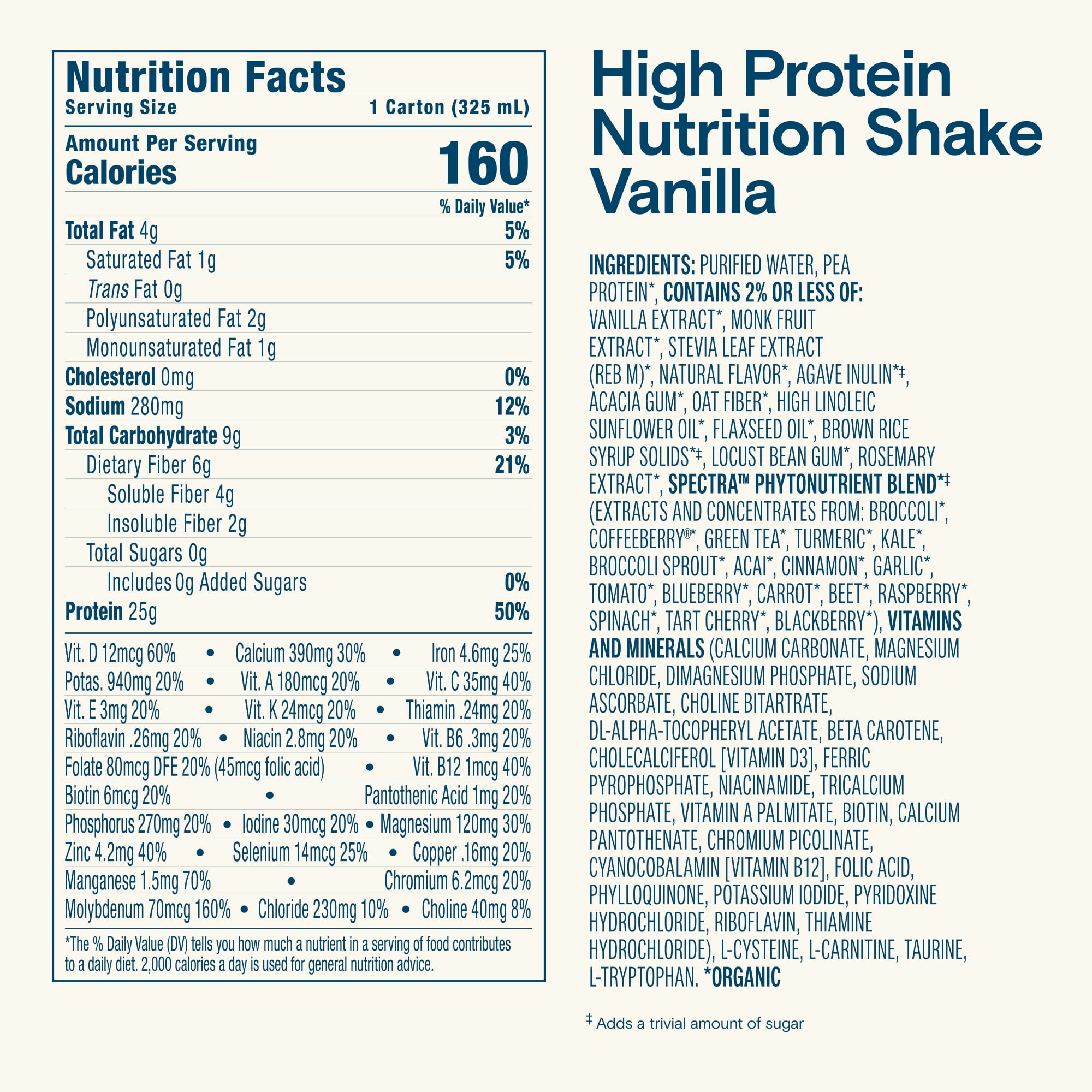 Kate Farms High Protein Nutrition Shake Vanilla, 4-pack 11oz