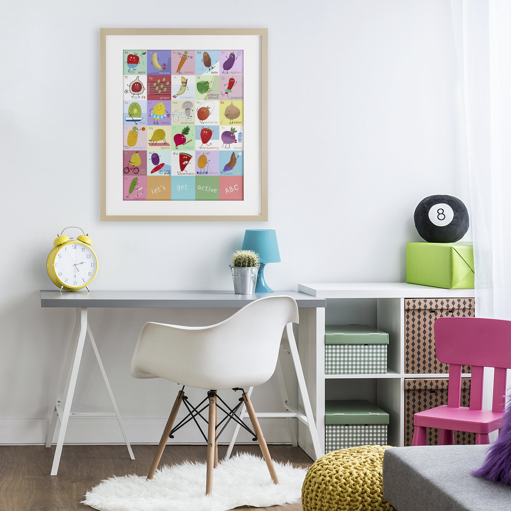Stupell Industries Let's Get Active ABC's Birch Framed Print Under Glass, design by Carla Daly