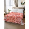 thumbnail image 2 of Orange Red Coral Coastal Flat Sheets Only Twin XL Size, Soft Breathable Bed Top Sheets for Mattress, Ocean Nautical Seaside Beach Luxury Bedding Flat Sheets for Home Hotel Bedroom Bed Protection, 2 of 9