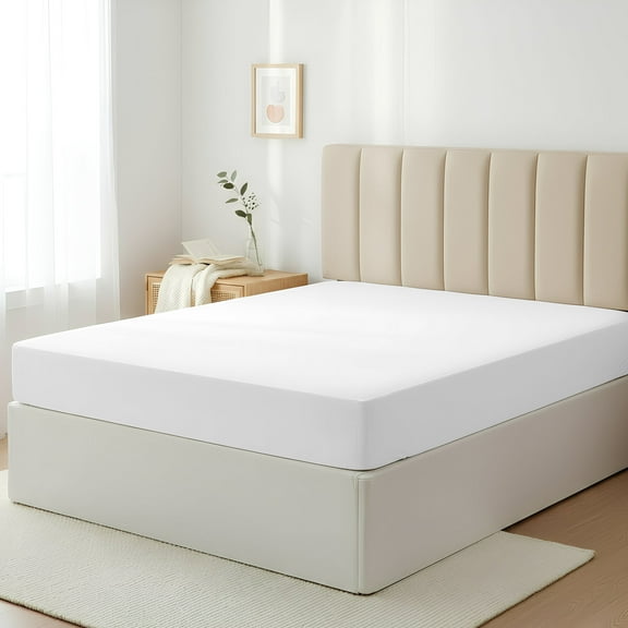 Máulli Collection 100% Cotton Queen Fitted Sheet Only - 400 Thread Count Cotton Fitted Sheet Queen, Luxuriously Soft, Durable, Cooling 16" Deep Pocket Sateen Weave Bottom, Luxury Sheet - White