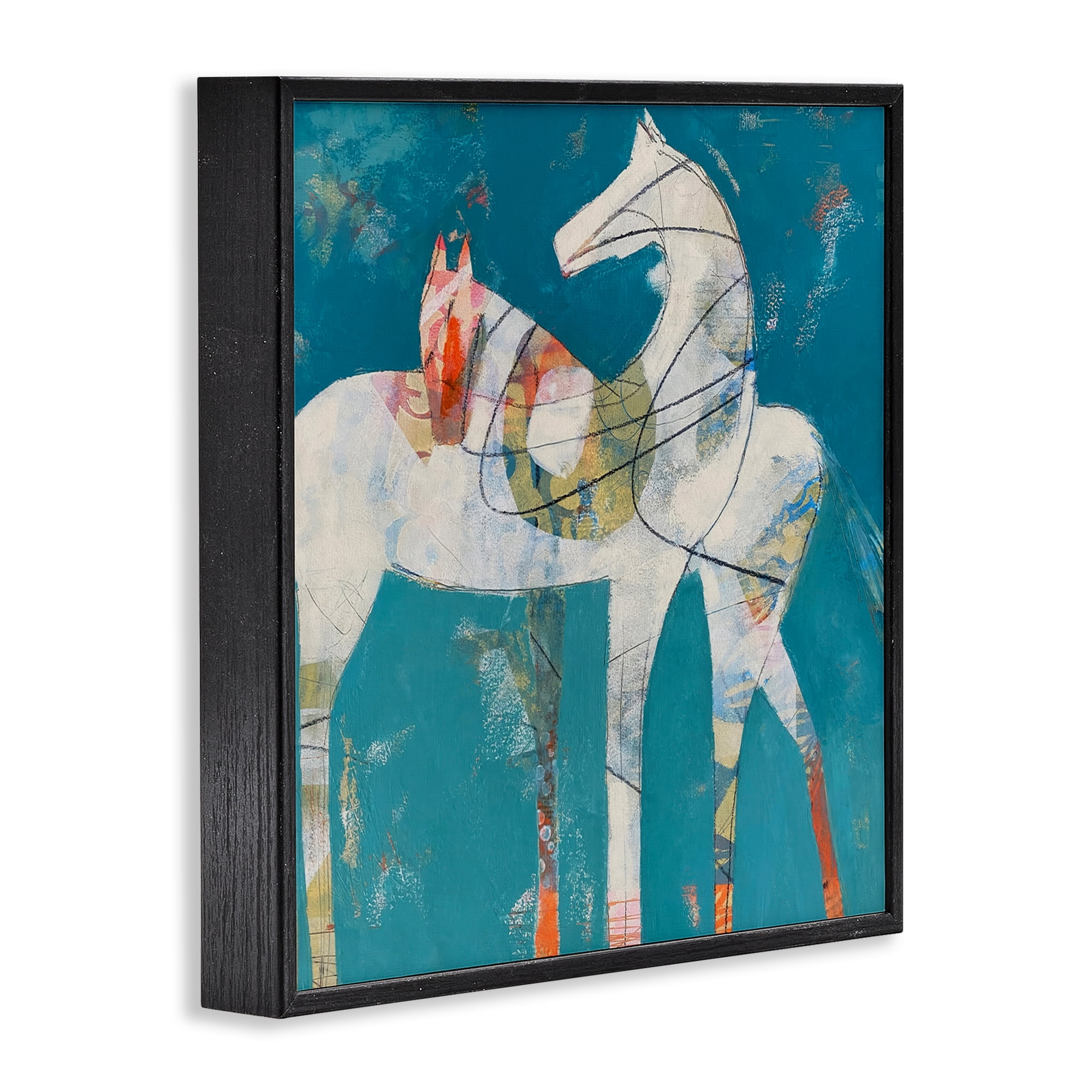 In Sync Abstract Horse Pair Black Framed Giclee Art, design by Dianna Fritzler