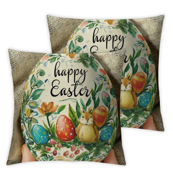 Easter Pillow Covers Bunny Rabbit Throw Pillow Covers Happy Easter Farmhouse Pillowcase Cushion Case for Home Sofa Living Room Farmhouse Decorations