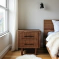 thumbnail image 3 of FurniFact Brown Solid Wood Nightstand with 2 Drawers, Mid Century Modern Design, 3 of 4