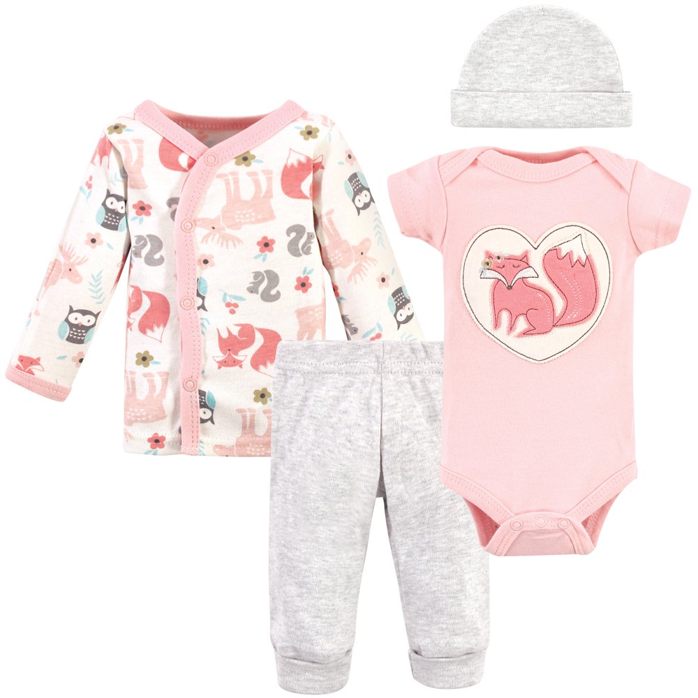Hudson Baby Hudson Baby Unisex Baby Preemie Layette Set 4Piece, Pink
