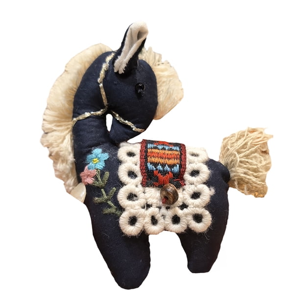 Llavero con colgante de bolso de algodón y lino con diseño de caballo, estilo vintage, para mochila escolar, accesorios para bolsos portátiles