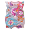 thumbnail image 3 of WIBACKER 100% Cotton Infant Baby Girl Snap-up Rompers, 0-24M,Ruffle Sleeve Toddler Summer Flowers Jumpsuit, 3 of 6